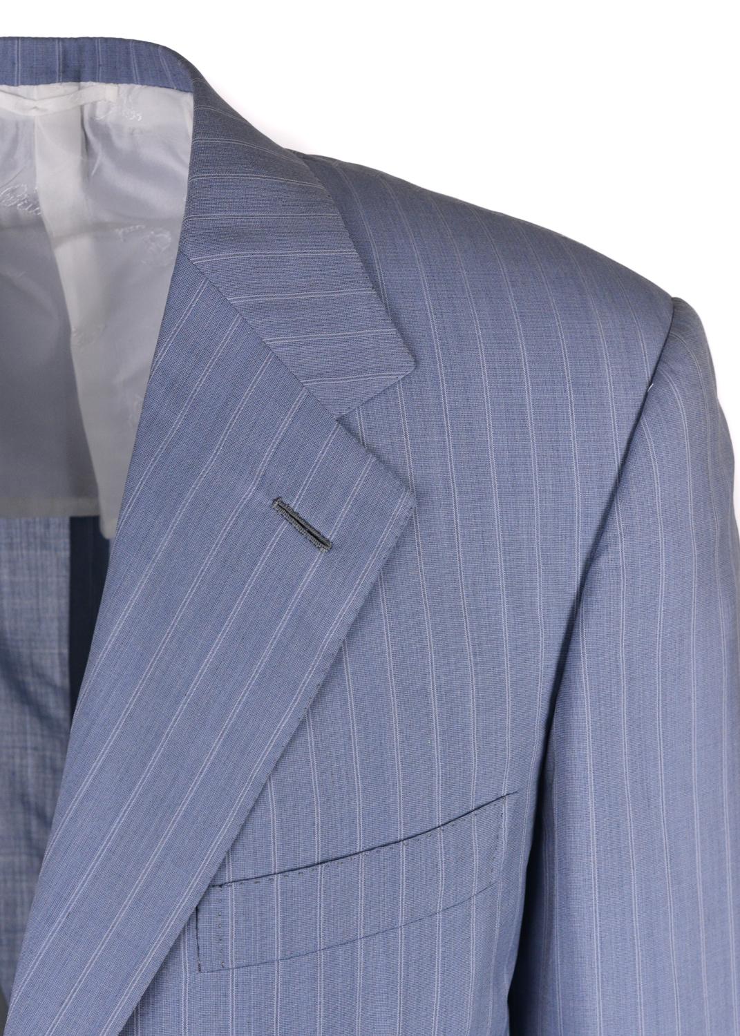 Brioni Men Three Button Blue Wool Pin Striped Senato Suit  In New Condition For Sale In Brooklyn, NY