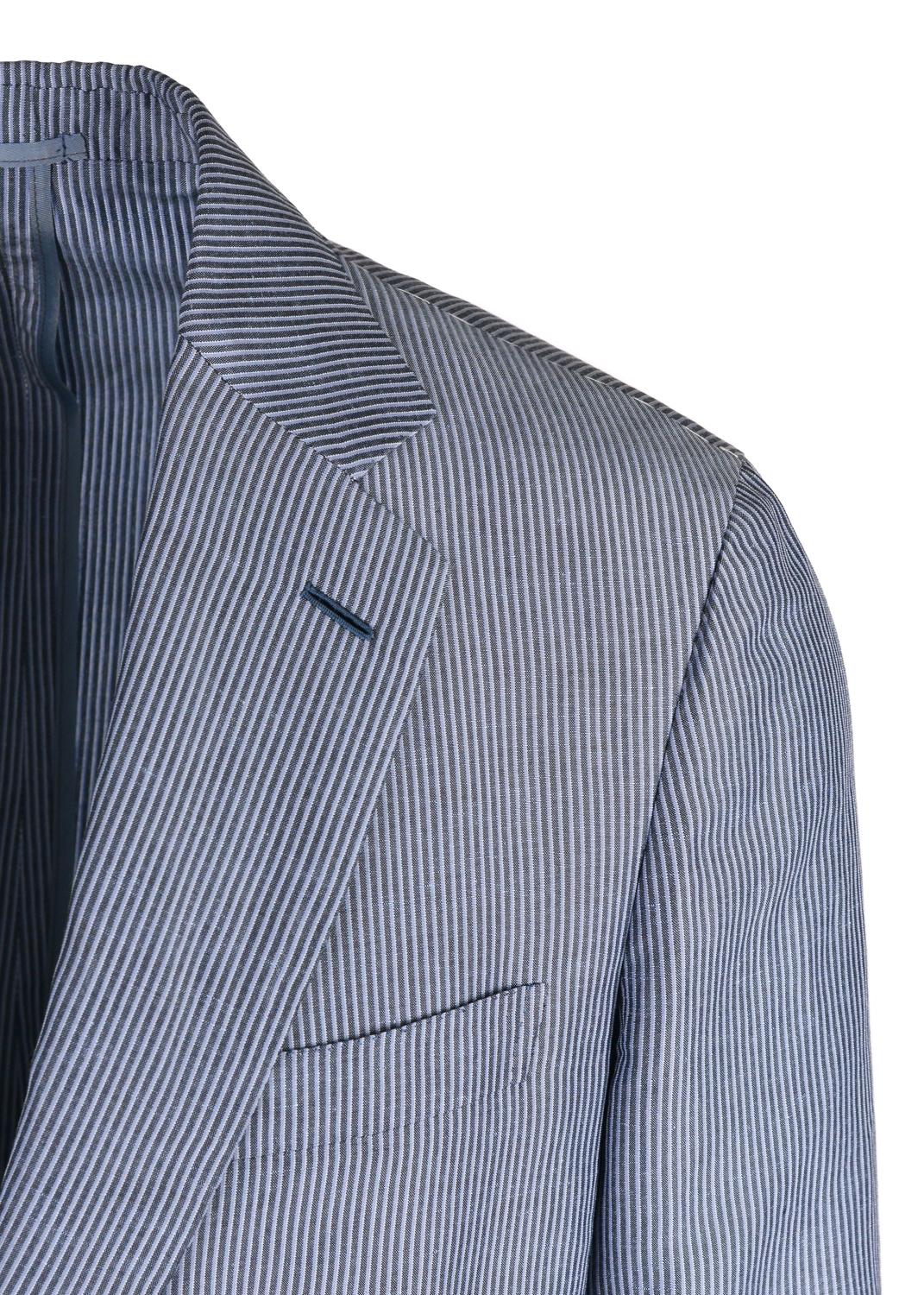 Men's Brioni Men Blue Striped Linen Textured Piuma Sportcoat  For Sale