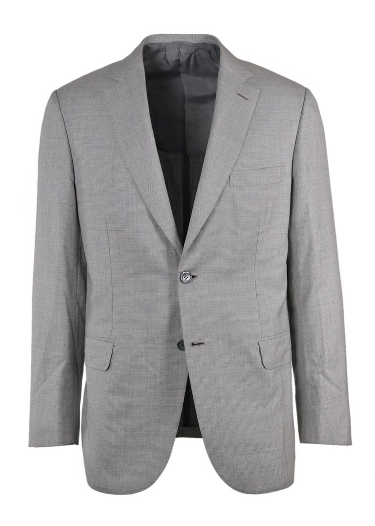 Brioni Mens Two Button Grey Silk Striped Estense Suit For Sale at 1stDibs