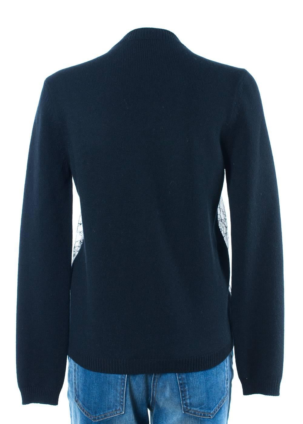 Valentino Women's Black Broadtail Embellished Wool Sweater In New Condition For Sale In Brooklyn, NY
