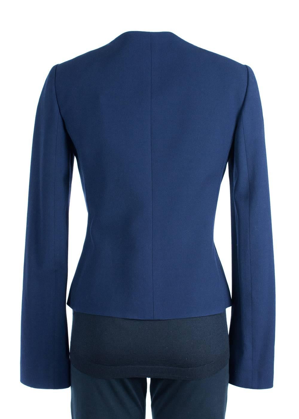 Purple Valentino Women's Navy Lace Accented Snap Jacket For Sale