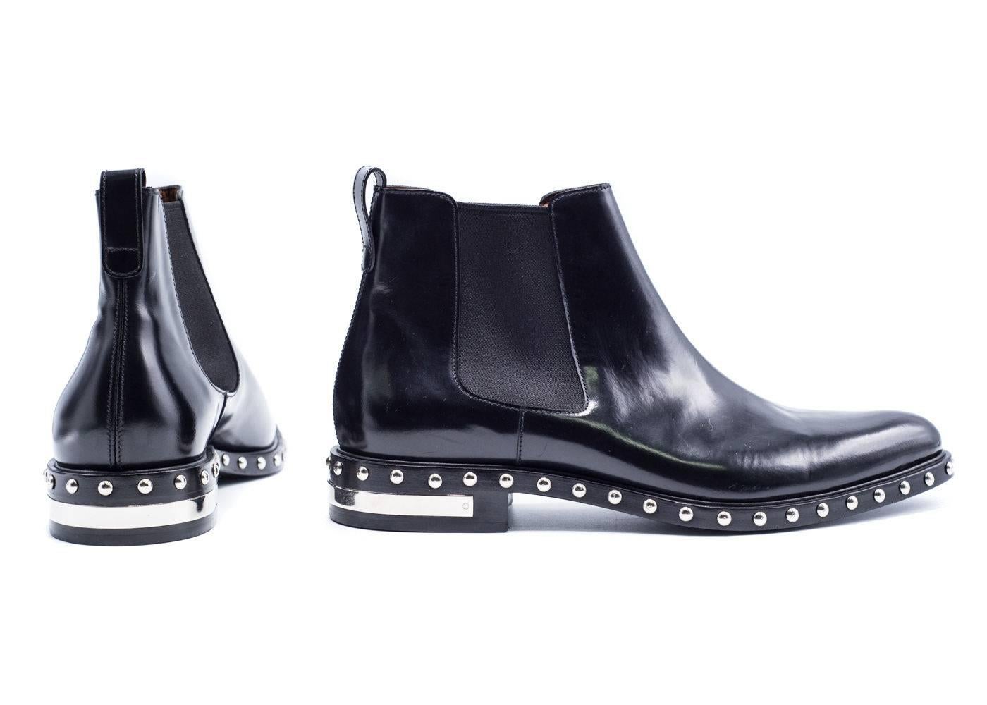 Givenchy Men's Black Patent Studded Ankle Boots For Sale 1