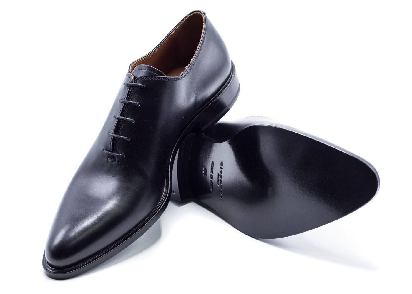 Givenchy Mens Black Polished Leather Derby Lace Shoes Oxfords  1