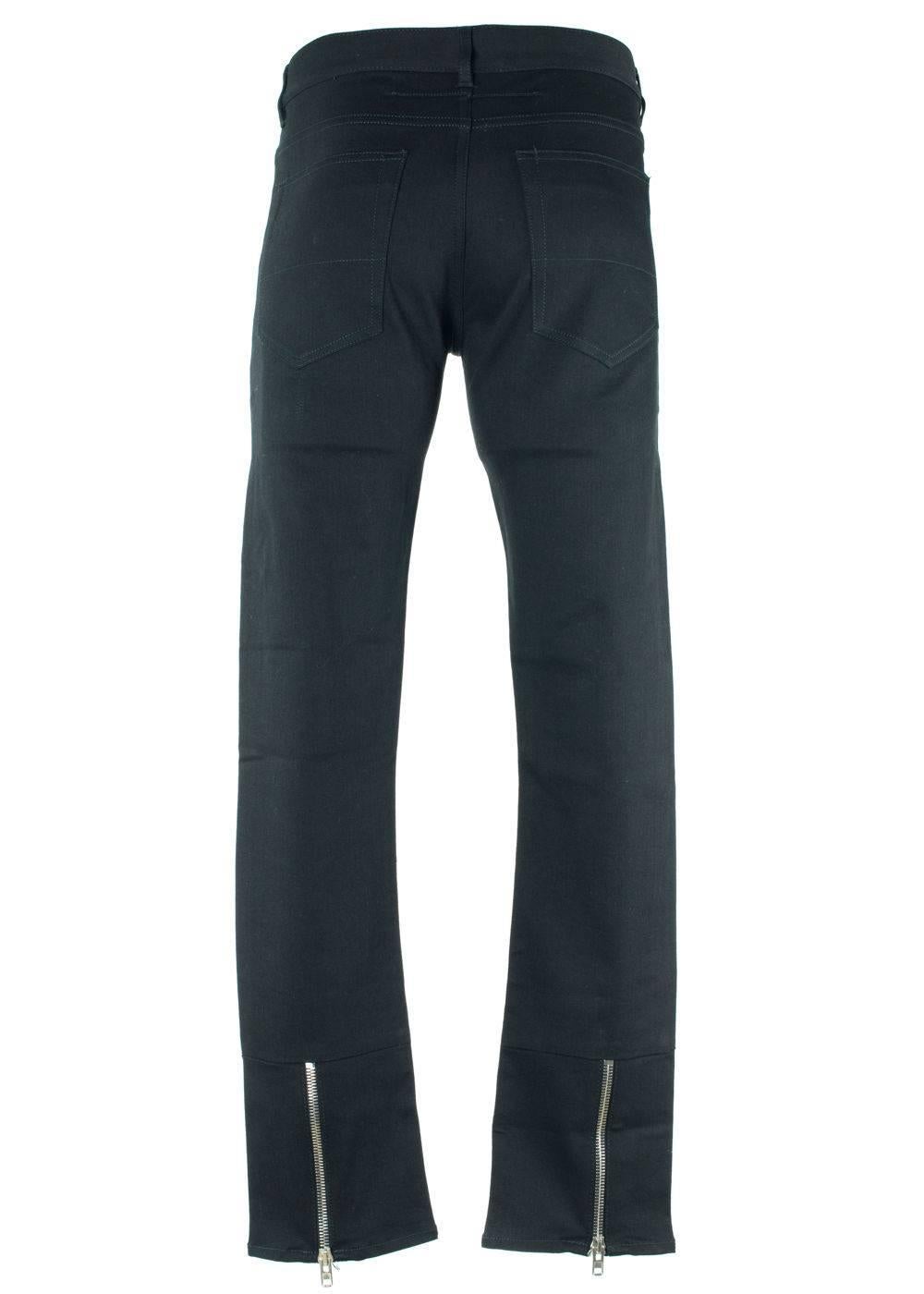 Givenchy Mens Solid Black Cotton Blend Jeans W/ Zipper In New Condition For Sale In Brooklyn, NY