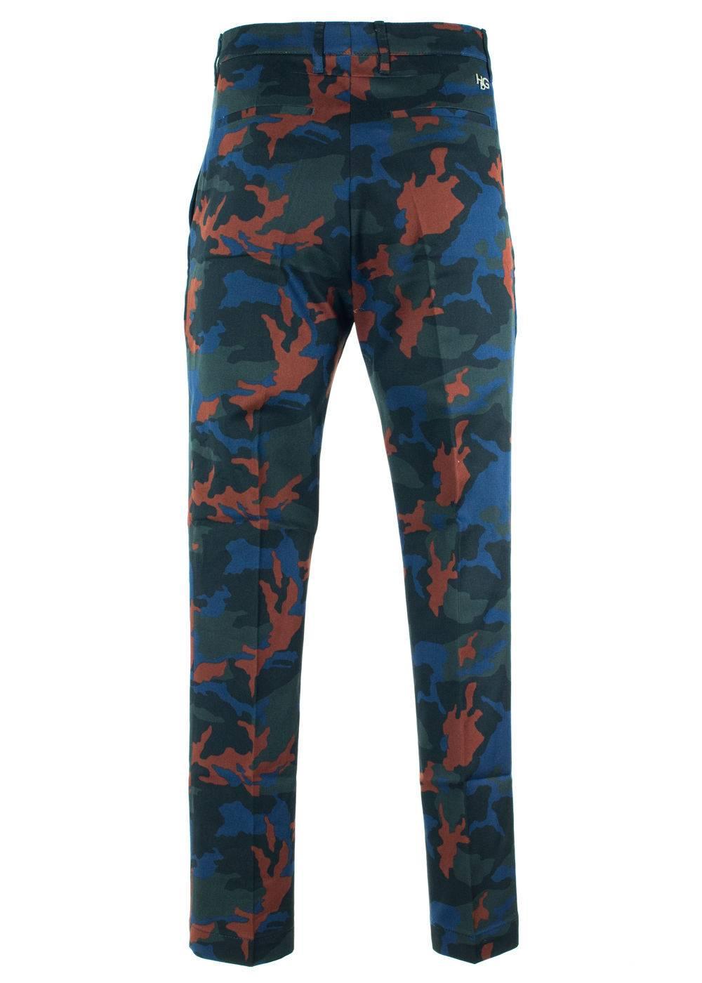 Black Givenchy Men's Blue & Orange Camouflage Corduroy Pants For Sale