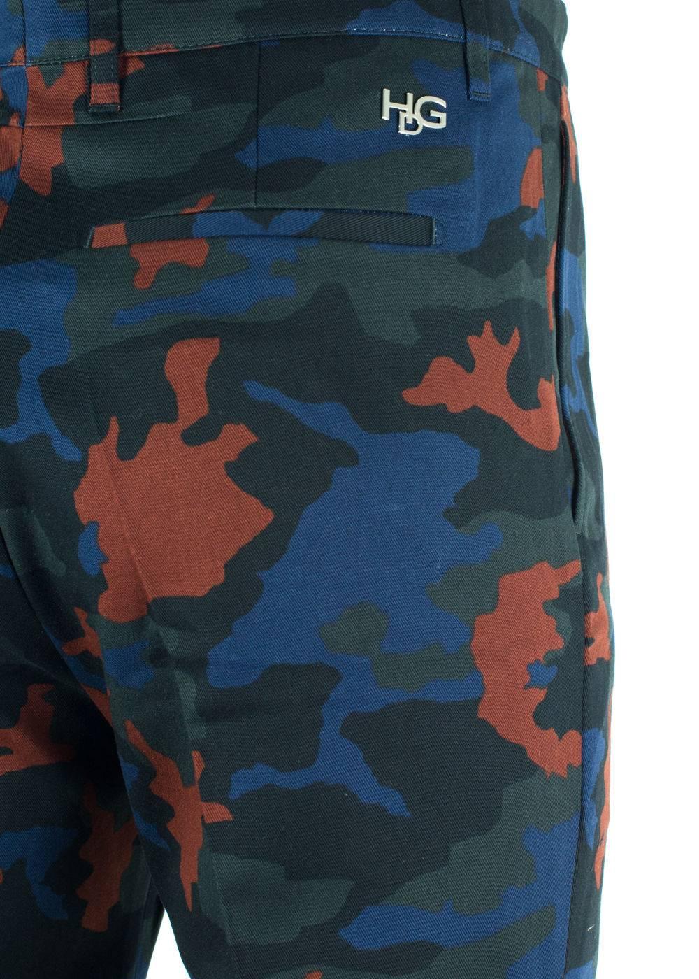 Givenchy Men's Blue & Orange Camouflage Corduroy Pants In New Condition For Sale In Brooklyn, NY