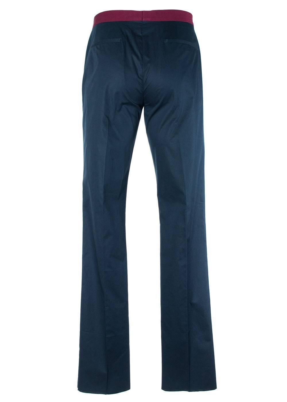 
Brand New Givenchy Men's Trousers
Original Tags
Retails in Stores & Online for $495
Men's Size E48 / US32 Fits True to Size

Givenchy's take on a classic trouser silhouette with a navy palette and maroon accented waist band. Classy with a twist in
