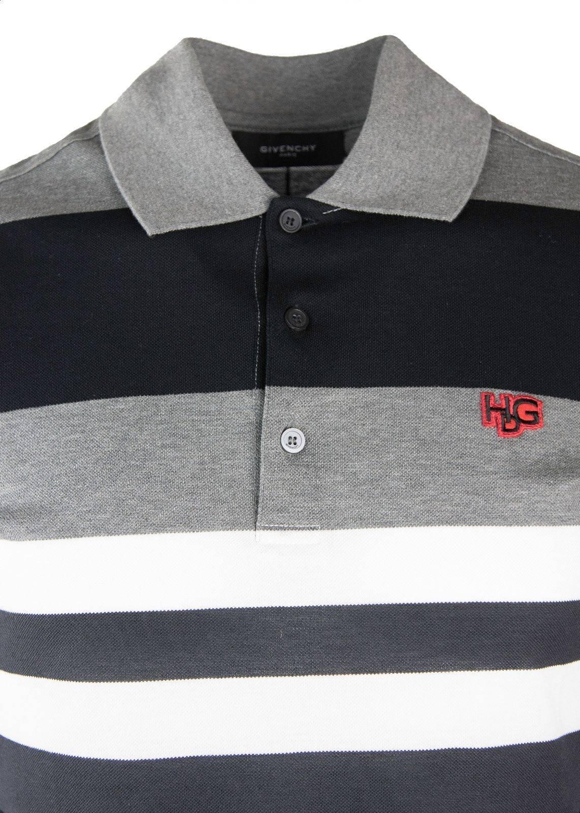 Brand New Givenchy Men's Polo
Original Tags
Retails in Stores & Online for $350
Men's Size SFits True to Size

Givenchy's polo top in a gray base color with black and white accented stripes. The top also is crafted with the Givenchy HDG Logo in Red.