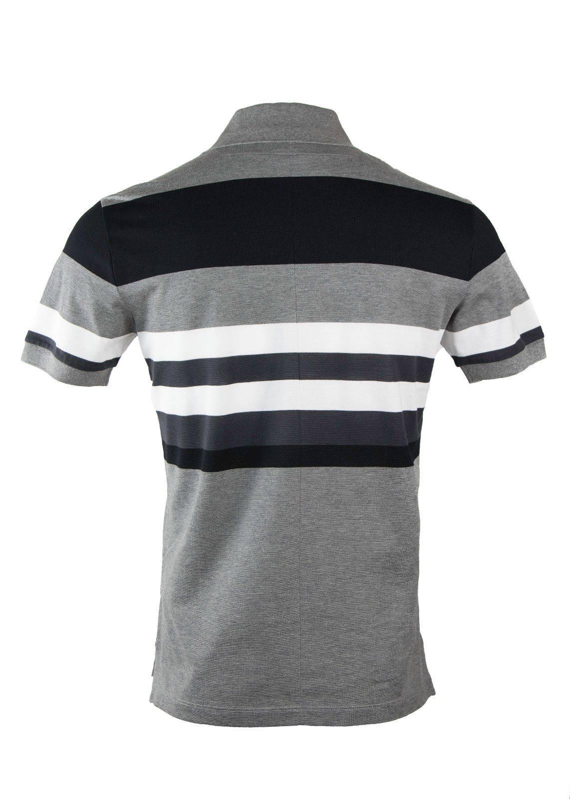 Gray Givenchy Men's Black & White Striped 100% Cotton Polo
