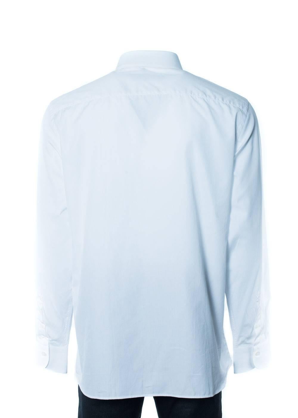 Blue Givenchy Men's 100% Cotton Solid White Button Down For Sale
