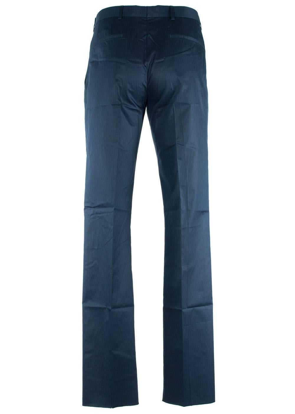 Black Givenchy Men's 100% Cotton Solid Navy Trousers  For Sale