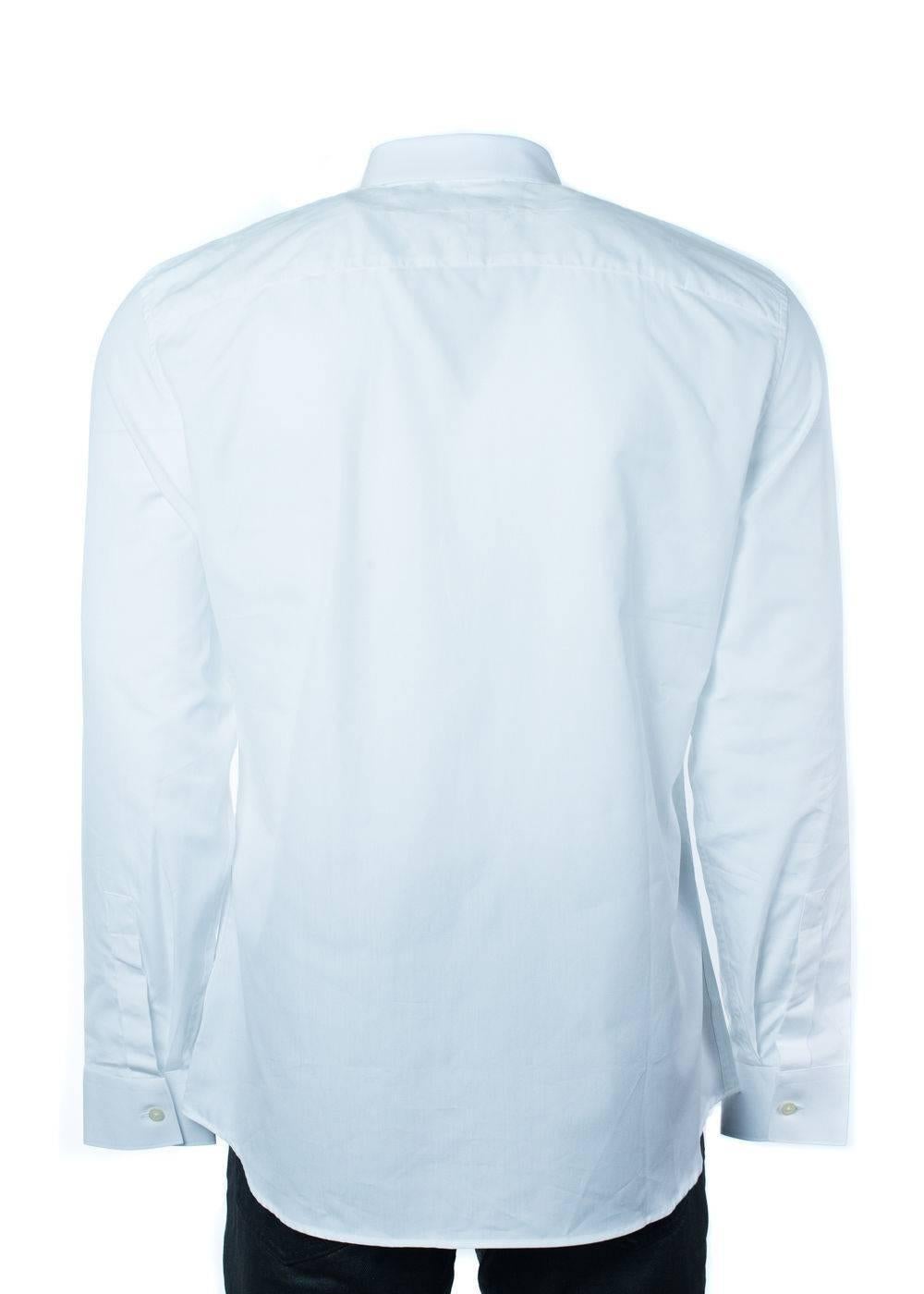 Gray Givenchy Men's 100% Cotton Solid White Button Down  For Sale