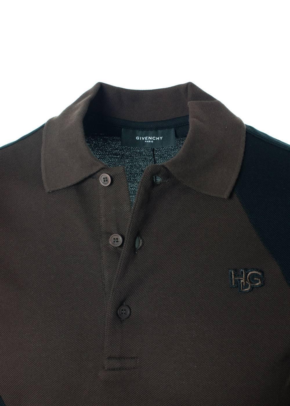 Givenchy Men's Black Brown 100% Cotton Short Sleeve Polo Shirt  In New Condition For Sale In Brooklyn, NY