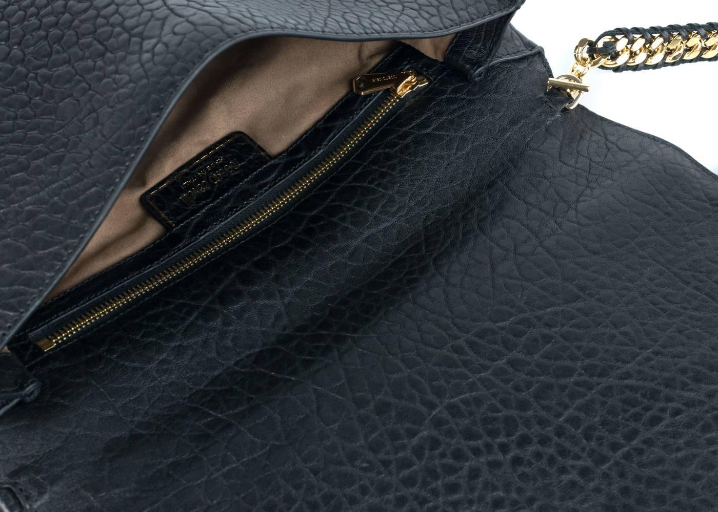 Roberto Cavalli Women's Black Leather Large Regina Clutch For Sale 1