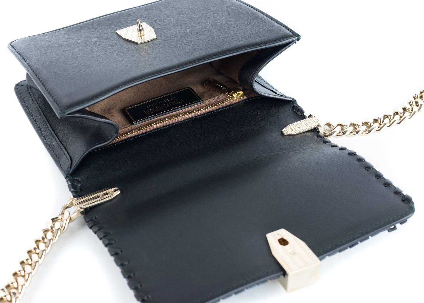 Roberto Cavalli Women's Mini Black Borsa Flap Shoulder Bag For Sale 2
