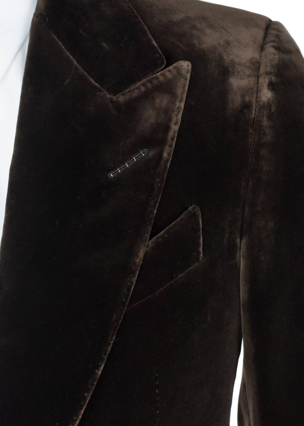 Black Tom Ford Brown Light Velvet TF Icon Shelton Jacket  For Sale