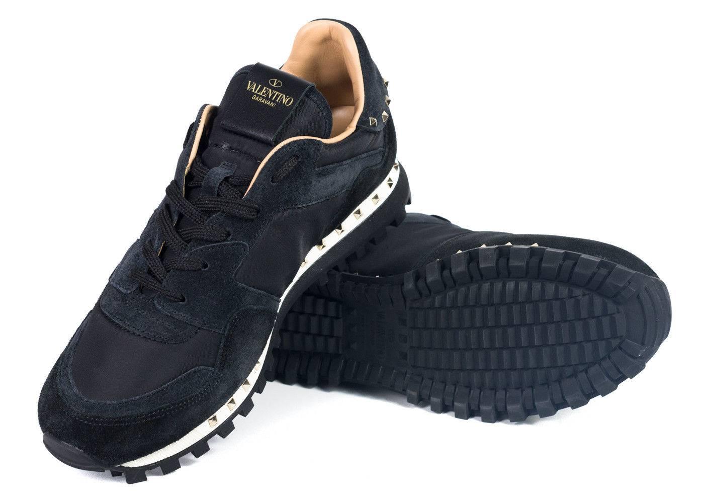 Men's Valentino Garavani Mens Black Camo Rockstud Sneakers 