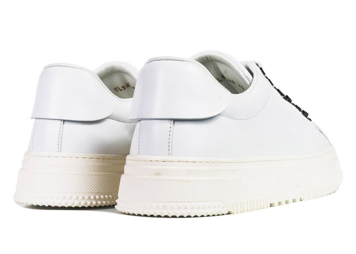 Valentino Gravani Mens White Platform Low Top Leather Sneakers In New Condition For Sale In Brooklyn, NY