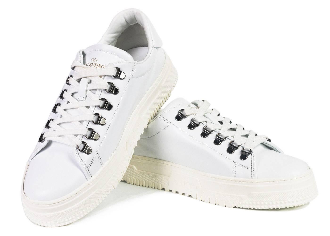 Valentino Gravani Mens White Platform Low Top Leather Sneakers For Sale 1