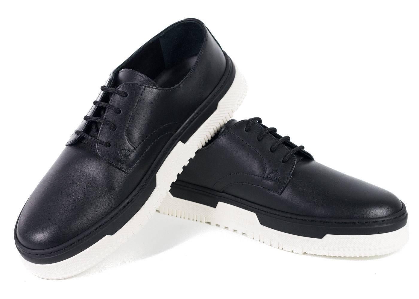 Men's Valentino Mens Black Point Break Leather Derby Sneakers For Sale