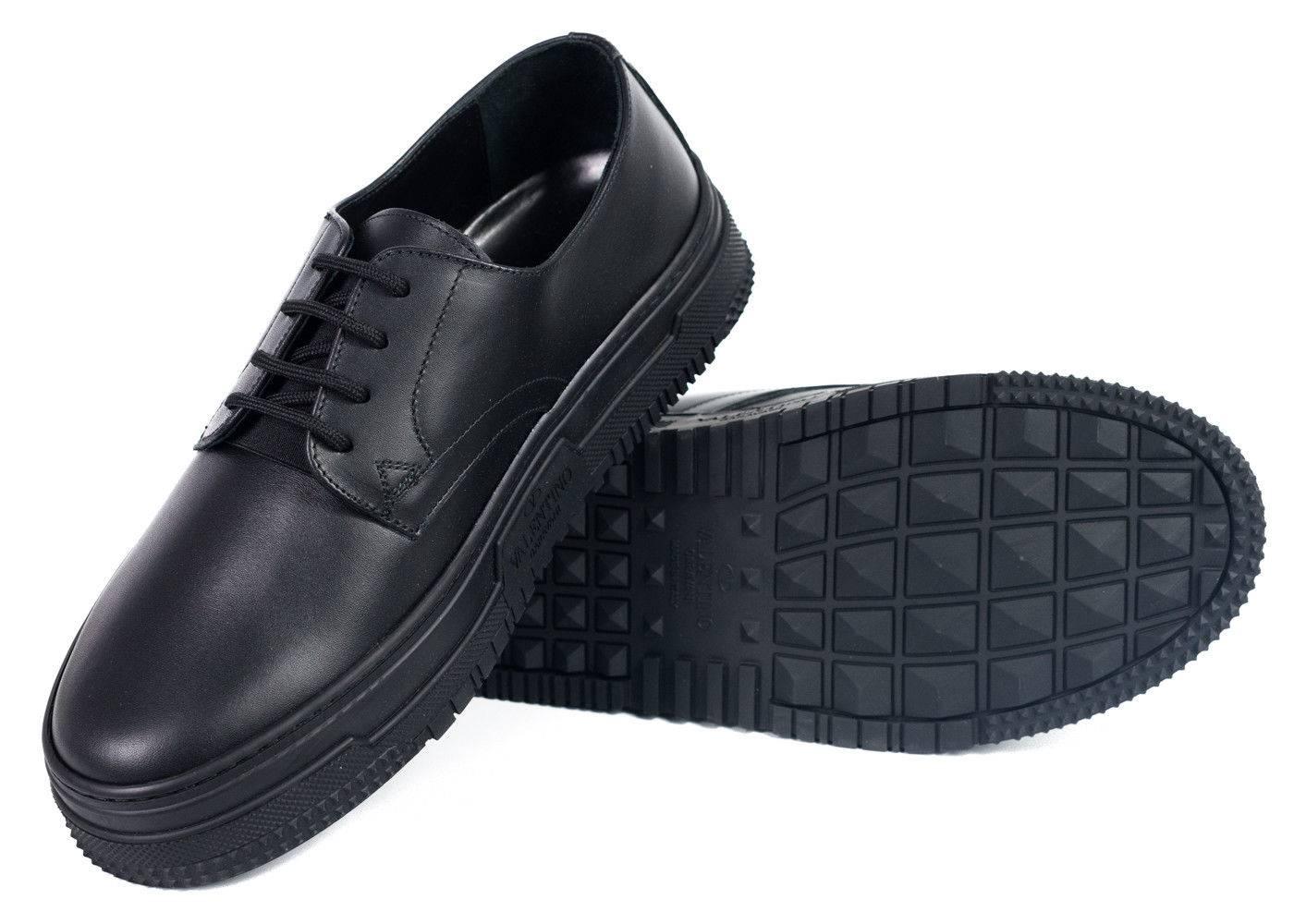 Valentino Mens Black Leather Lace Up Platform Sneakers In New Condition For Sale In Brooklyn, NY