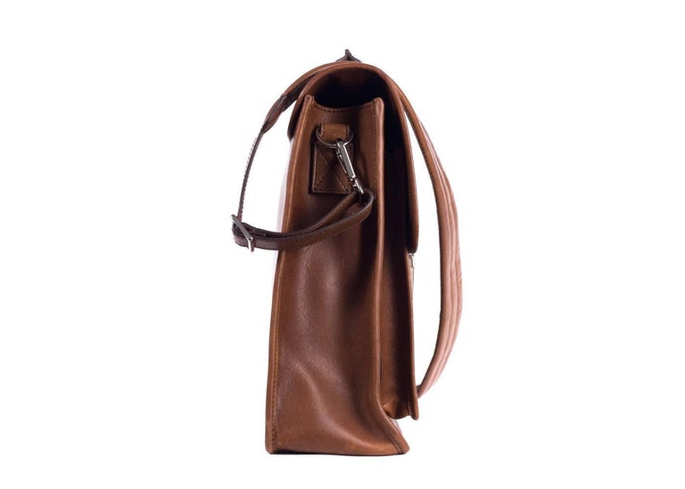 Brunello Cucinelli Men's Brown Leather Messenger Bag For Sale at 1stDibs
