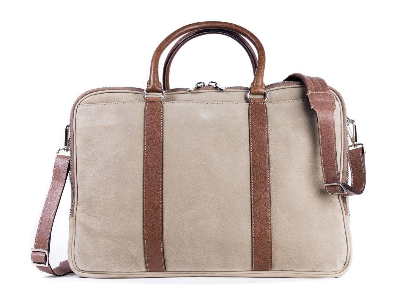 Women's or Men's Brunello Cucinelli Beige Natural Brushed Leather Carryall Bag For Sale