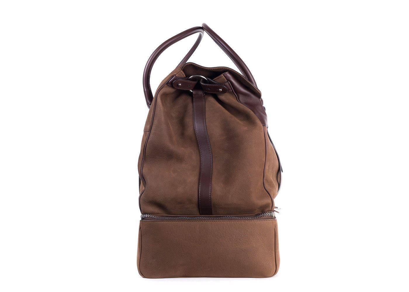 mens brown leather weekend bag