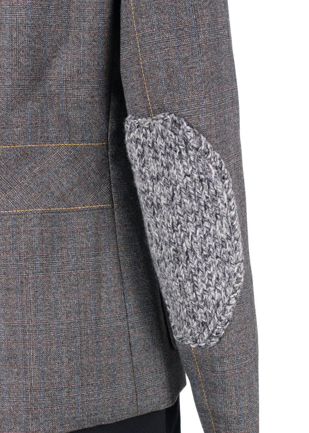 PRADA Womens Wool Grey Checked Woolen Elbow Patch Sports Coat In New Condition In Brooklyn, NY