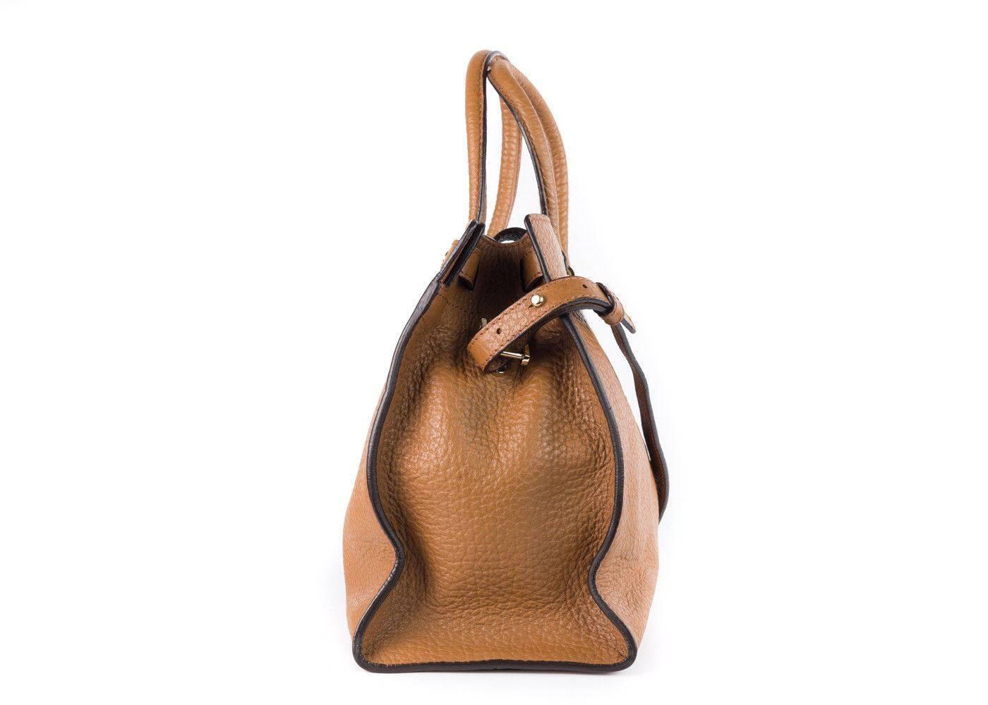 Roberto Cavalli Womens Tan Leather Medium Florence Bag In New Condition In Brooklyn, NY