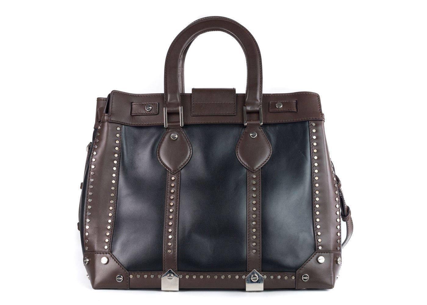 Roberto Cavalli Womens Black/Brown Leather Medium Florence Bag For Sale 1
