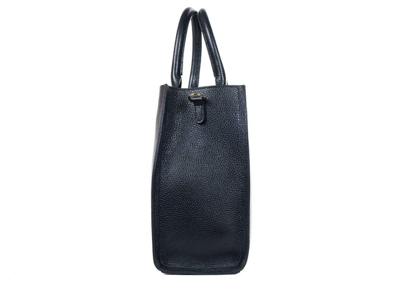 Roberto Cavalli Structured Black Grainy Calf Leather Tote Bag For Sale ...