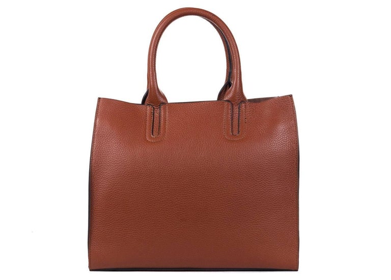 Roberto Cavalli Structured Brown Grainy Calf Leather Tote Bag For Sale ...