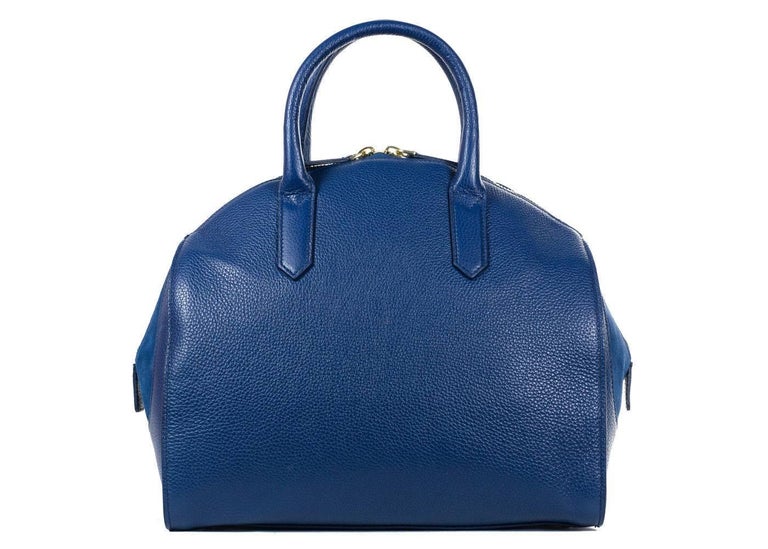 Roberto Cavalli Womens Blue Grained Leather Bowler Handbag For Sale at ...