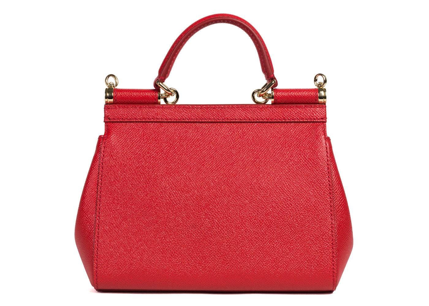 Dolce&Gabbana Women's Red Leather Mini Miss Sicily Shoulder Bag In New Condition In Brooklyn, NY