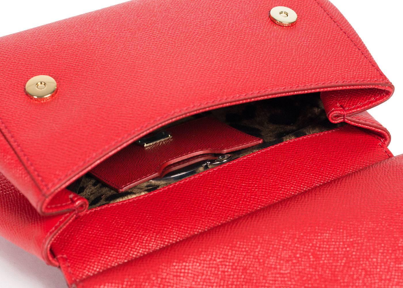 Dolce&Gabbana Women's Red Leather Mini Miss Sicily Shoulder Bag 1