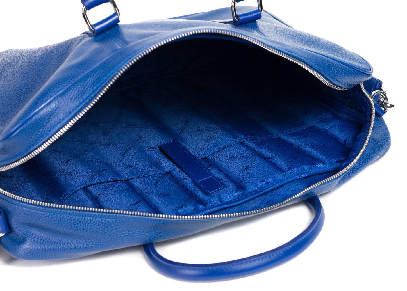 Longchamp Men's Solid Blue Le Foulonne Document Holder In New Condition For Sale In Brooklyn, NY