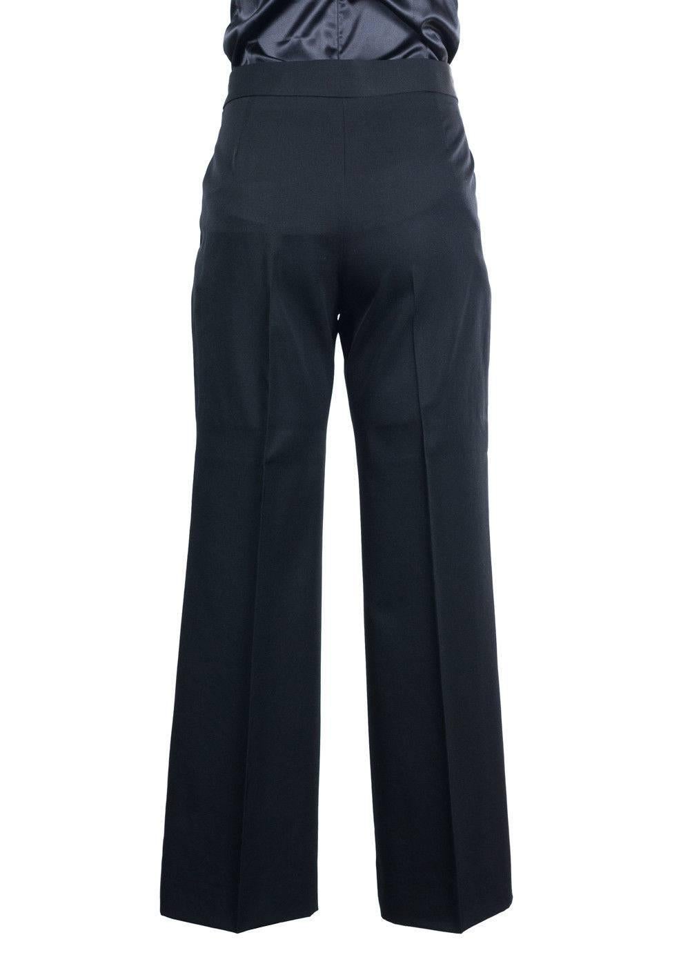 Stella McCartney Black Wool Straight Leg Japanese Tailored Trousers In New Condition In Brooklyn, NY