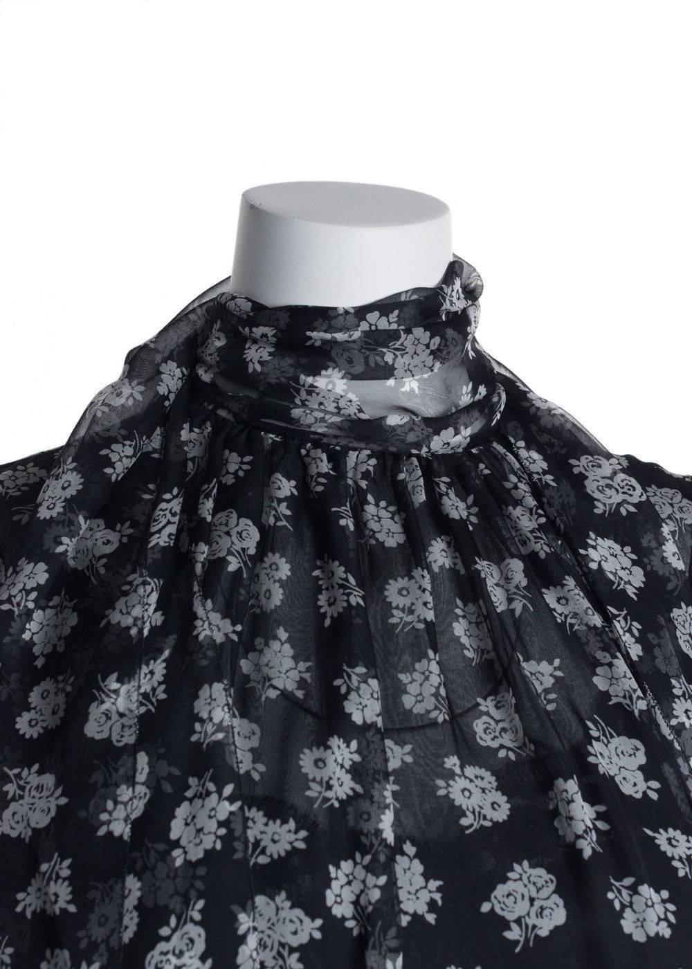 Women's Dolce&Gabbana Womens Black White Silk Floral Print Blouse