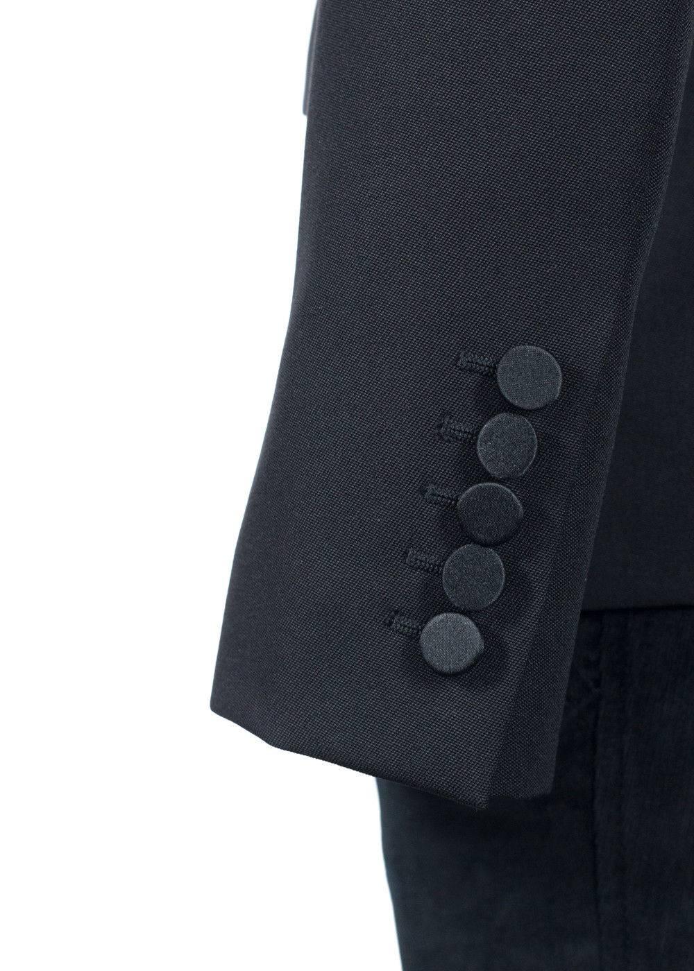 Women's Saint Laurent Womens Black One Button Wool Tuxedo Jacket
