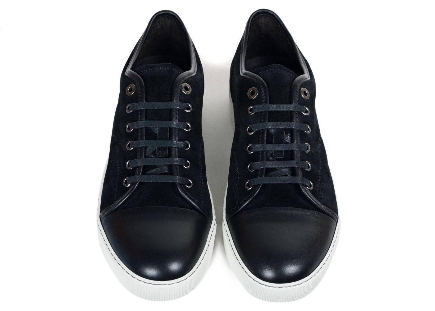 Lanvin Black Suede Nubuck Calfskin Cap Toe DDB1 Sneakers For Sale 1