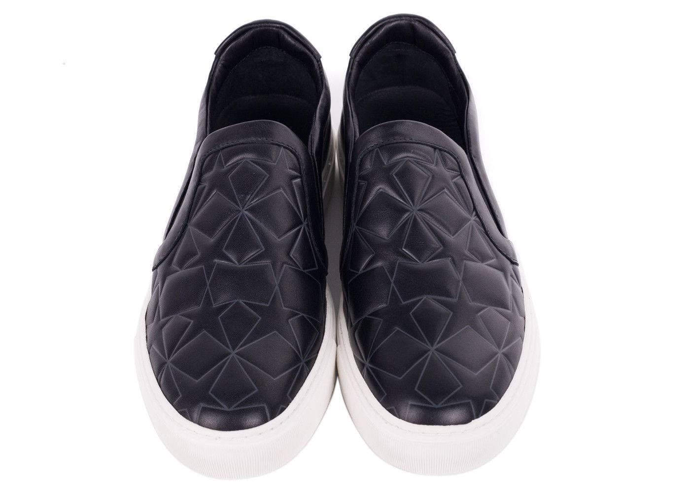 Versace Collection Black Men's Star Engraved Slip On Sneakers In New Condition In Brooklyn, NY