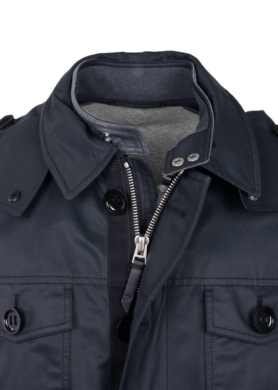 Black Tom Ford Blue Cotton Blend Detachable Sweater Utility Jacket Sz 48/38~RTL $4190 For Sale