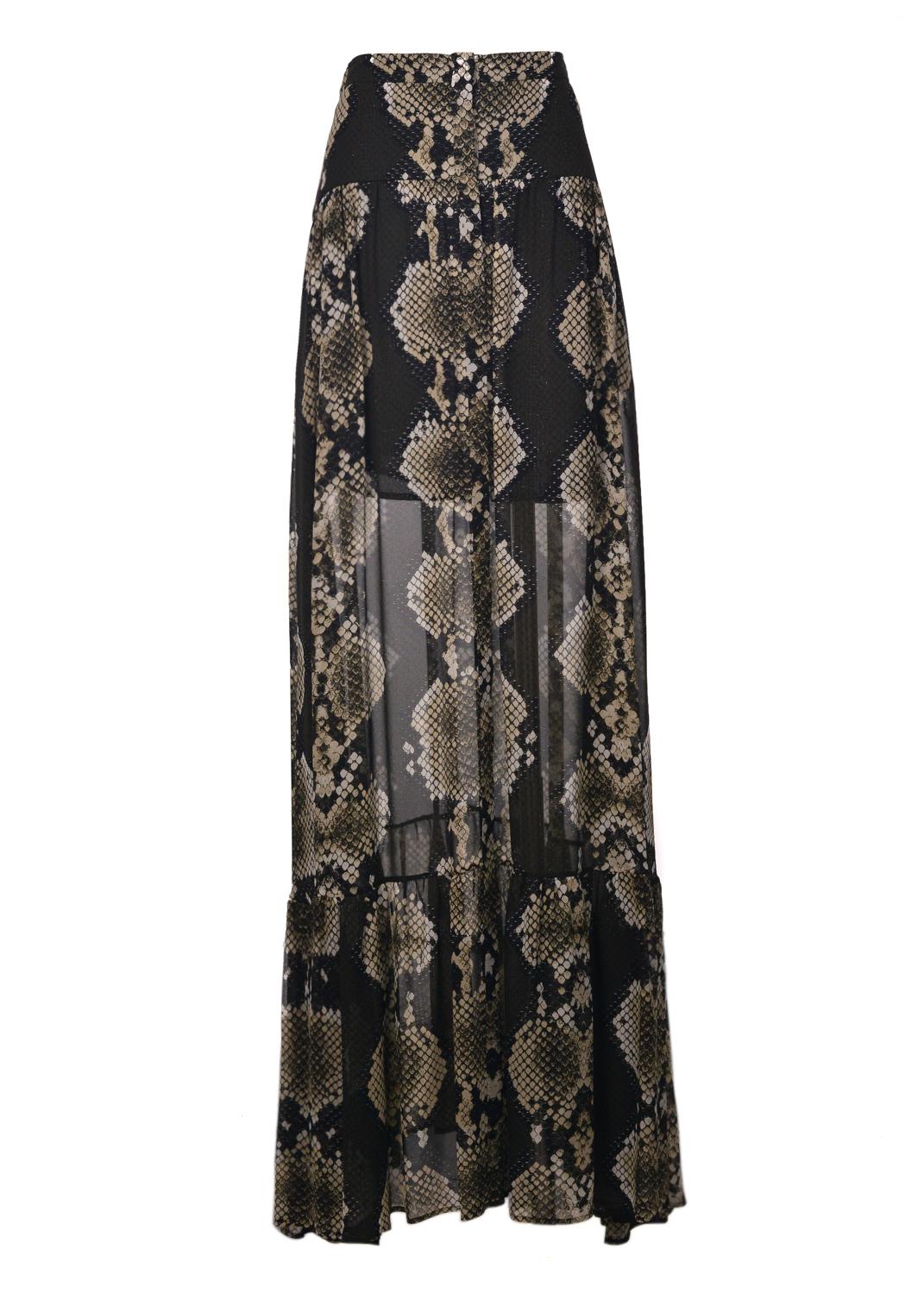 Roberto Cavalli Olive Green and Beige Snake Detailed Maxi Skirt. This skirt features a floor length dark green and snake skin detailing.  



100% Satin 
Floor Length 
Elastic Waist 
Lined with Black Satin Lining 
Made In Italy 