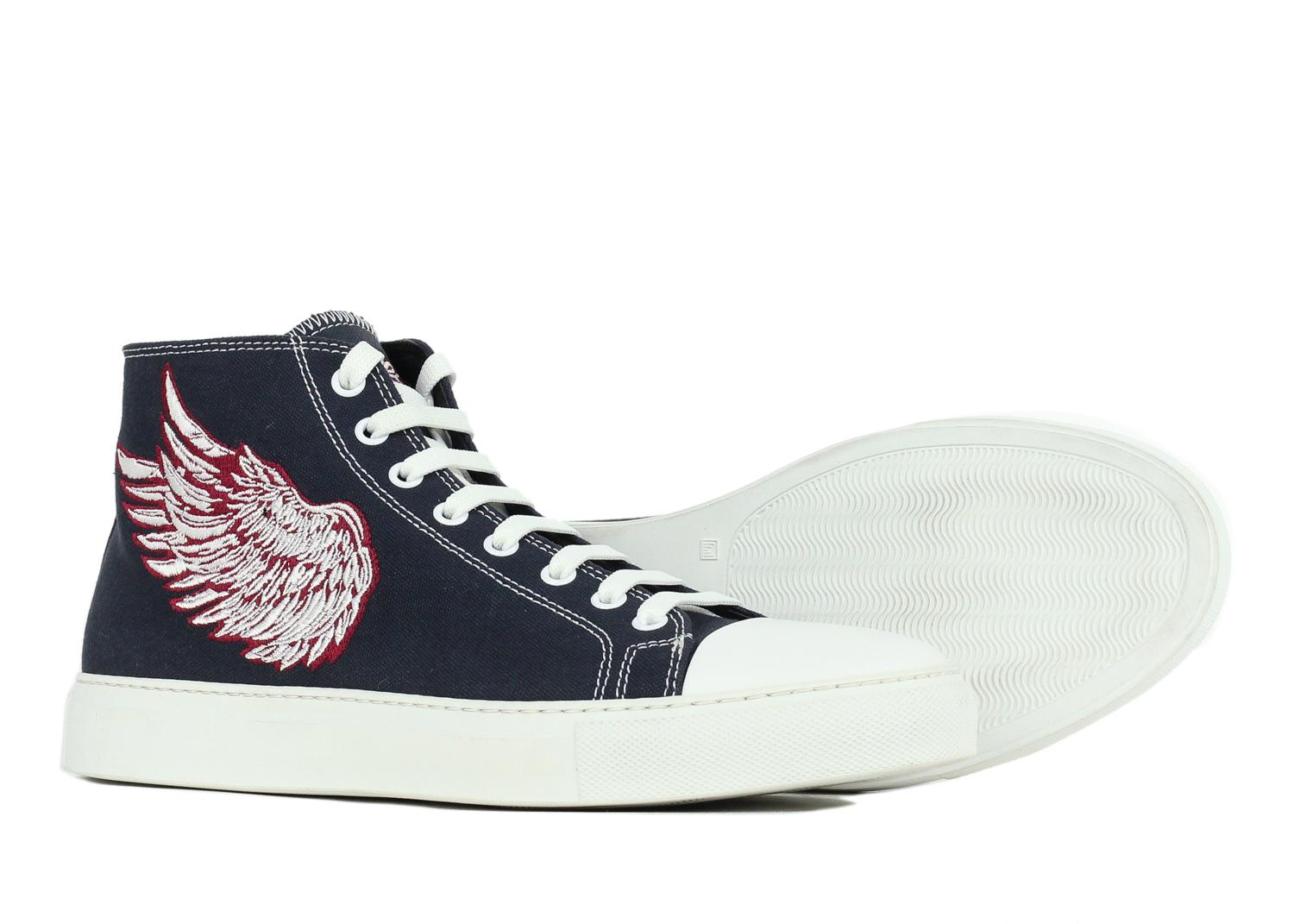 Men's Roberto Cavalli Mens Navy Embroidered Angel High Top Sneakers For Sale