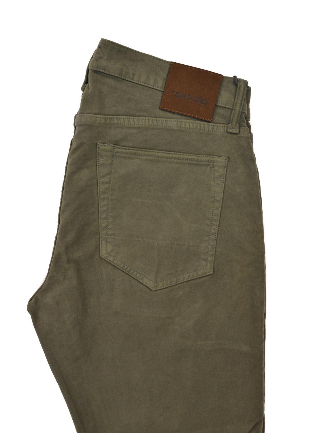 Tom Ford Men's Light Olive Green Cotton Slim Jeans In New Condition For Sale In Brooklyn, NY
