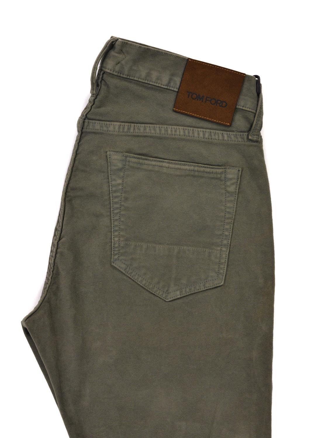 Gray Tom Ford Mens Light Olive Green Straight Fit Jeans For Sale