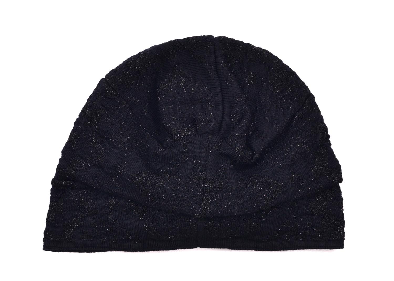 Roberto Cavalli Womens Black Lurex Ruched Knit Turban In New Condition For Sale In Brooklyn, NY