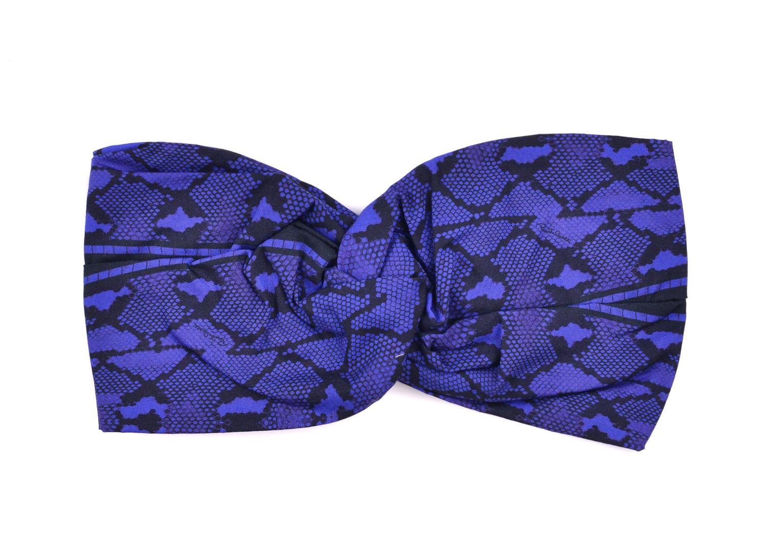 Women's or Men's Roberto Cavalli Women Blue Snake Print Leather Ringed Hair Band For Sale