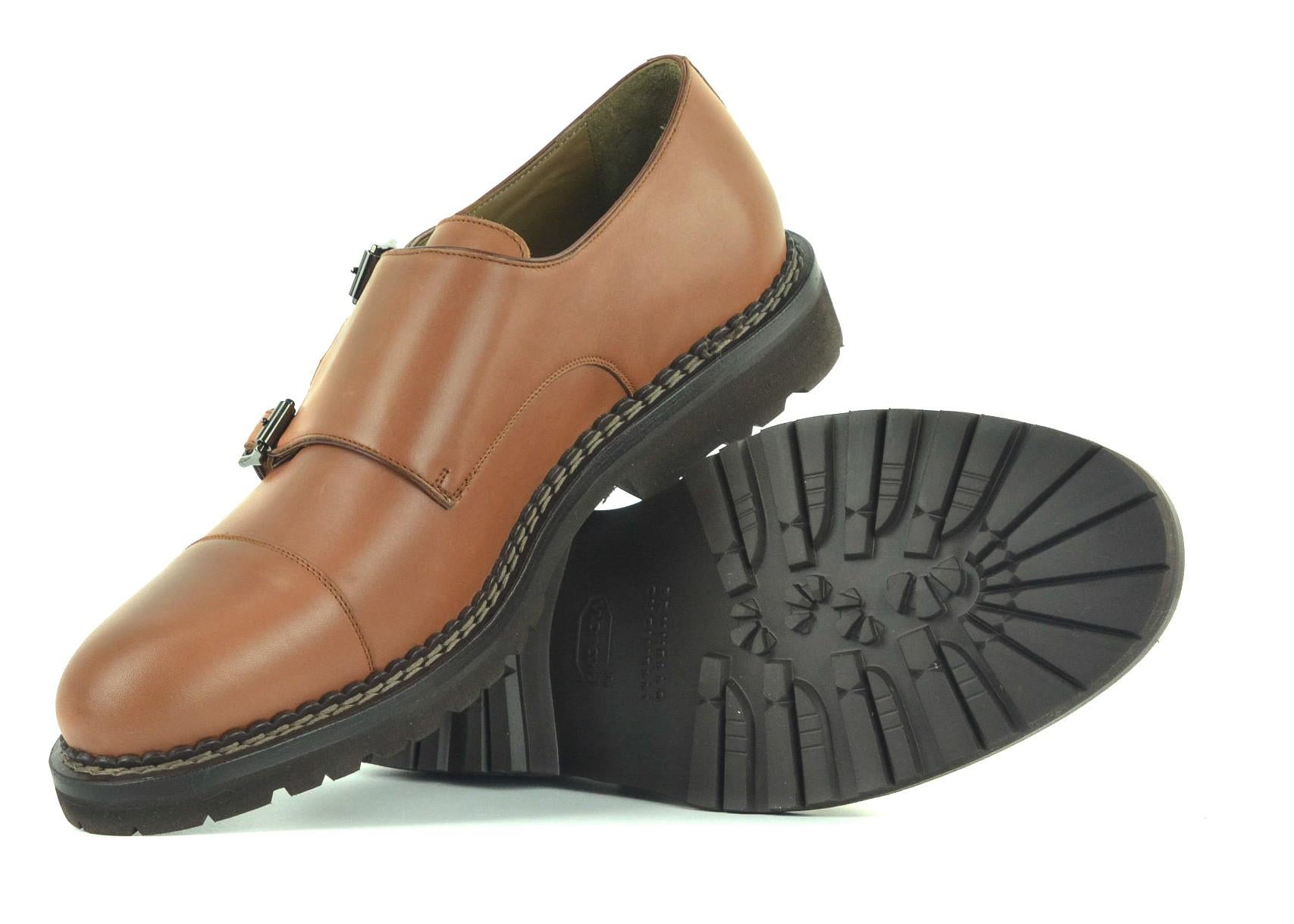 Brunello Cucinelli Mens Tan Braune Leder Mönchsgurt Oxfords Brunello Cucinelli Mens Tan Braune Leder Mönchsgurt Oxfords